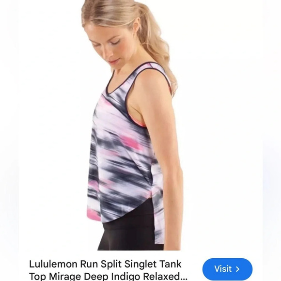 Lululemon Run Split Singlet Tank Top Mirage Deep Indigo Relaxed size 4 - Picture 1 of 5